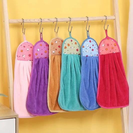 1PC Soft Thicken Microfiber Towel Children Face Towel Bathroom Hanging Towel Kitchen Absorbent Hand Towel