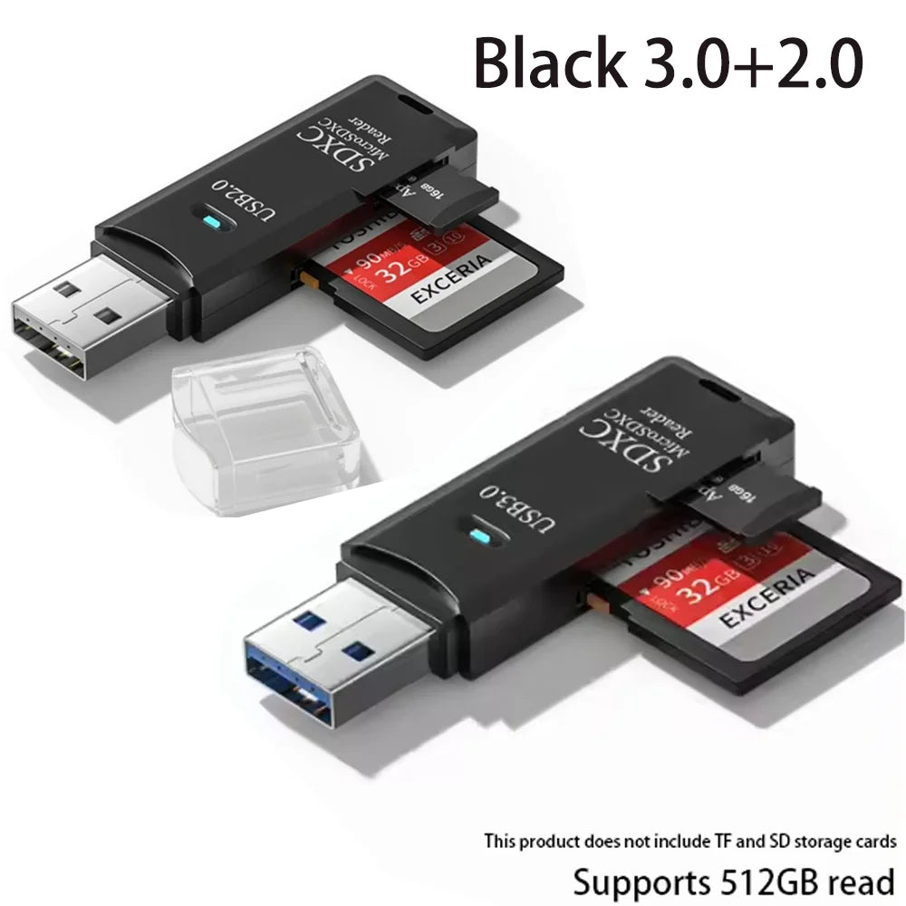 2 in 1 USB 3.0 Card Reader Micro sd card Reader usb adapter High Speed Cardreader TF Memory card For PC Laptop Accessories