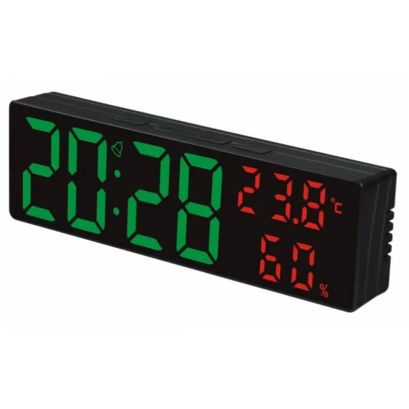 9 Inch Large Digital Wall Clock Temperature Humidity Night Mode Snooze 12/24H USB Plug-in Version Electronic LED Alarm Clock