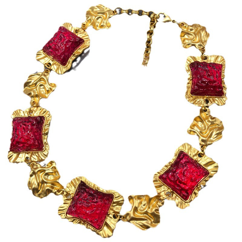 Gold-plated Fog Gold And Silver Pin Stud Earrings Bracelet And Necklace Set