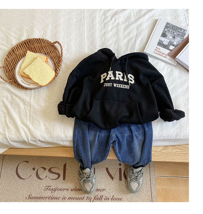 Fleece-lined Autumn And Winter Children's Clothing Thick Hooded Winter Clothes Sweatershirt