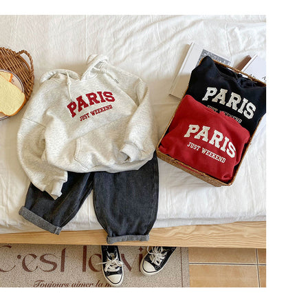 Fleece-lined Autumn And Winter Children's Clothing Thick Hooded Winter Clothes Sweatershirt