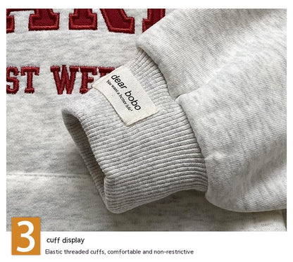 Fleece-lined Autumn And Winter Children's Clothing Thick Hooded Winter Clothes Sweatershirt