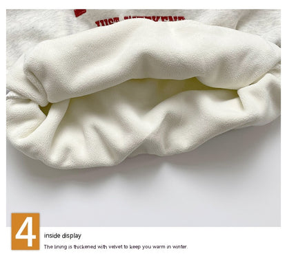 Fleece-lined Autumn And Winter Children's Clothing Thick Hooded Winter Clothes Sweatershirt