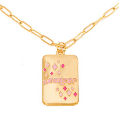 INS Style Oil Dripping 12 Constellation Necklace Copper Plating 18K Real Gold Personalized Clavicle Chain