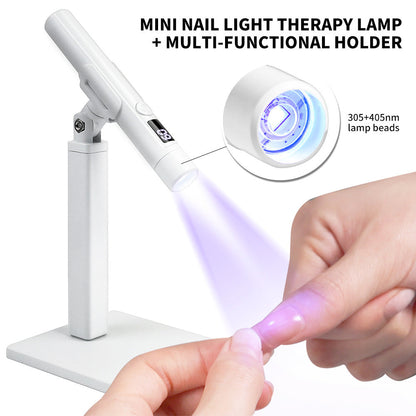 Pink LED Nail Lamp Kit – Handheld UV Light with 360° Rotating Stand for Gel Nails & Tips