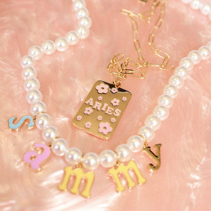 INS Style Oil Dripping 12 Constellation Necklace Copper Plating 18K Real Gold Personalized Clavicle Chain