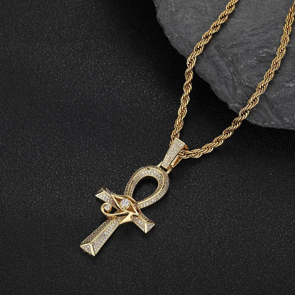 Cross Pendant Micro Inlaid Zircon Retro Personalized Necklace