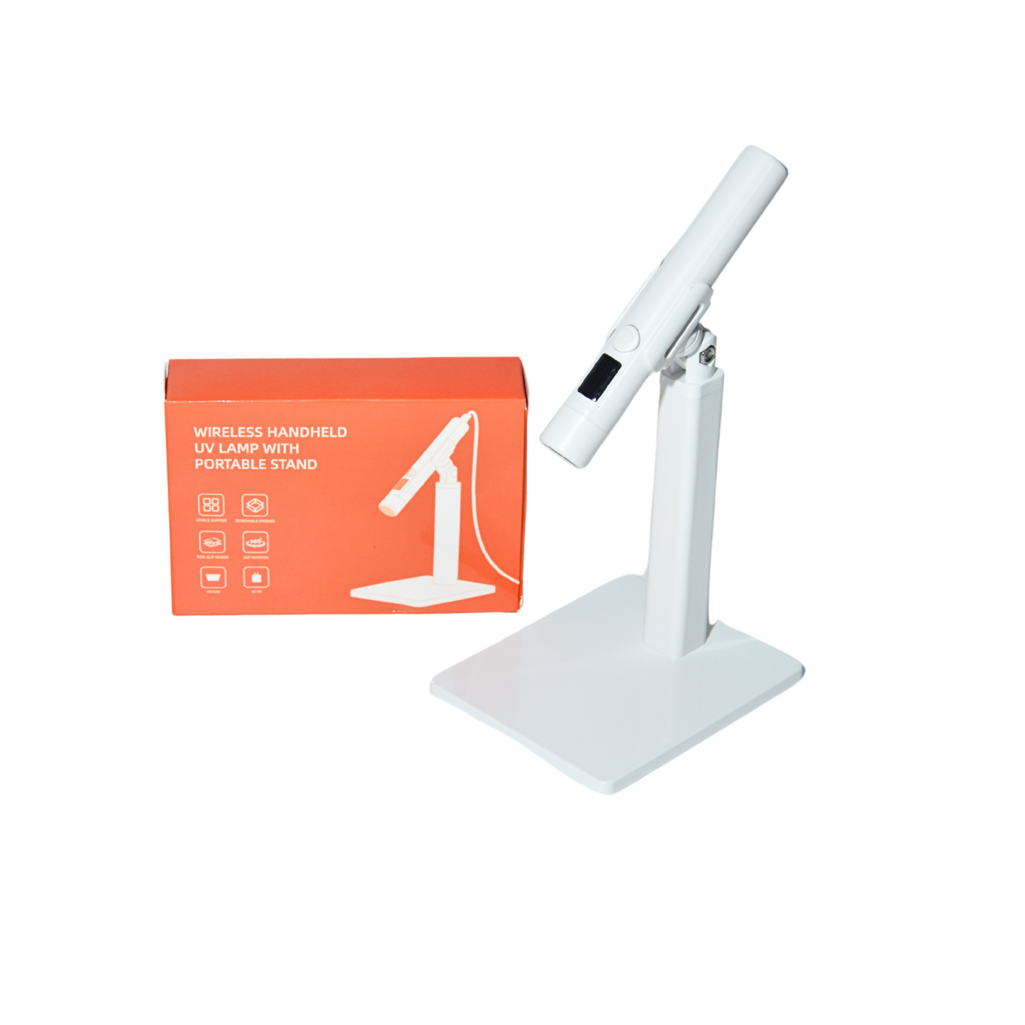 Pink LED Nail Lamp Kit – Handheld UV Light with 360° Rotating Stand for Gel Nails & Tips