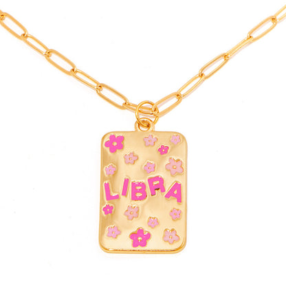 INS Style Oil Dripping 12 Constellation Necklace Copper Plating 18K Real Gold Personalized Clavicle Chain