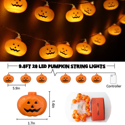 20 LED Runleo Halloween Decorations Pumpkin String Lights