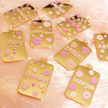 INS Style Oil Dripping 12 Constellation Necklace Copper Plating 18K Real Gold Personalized Clavicle Chain