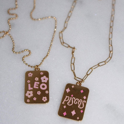 INS Style Oil Dripping 12 Constellation Necklace Copper Plating 18K Real Gold Personalized Clavicle Chain