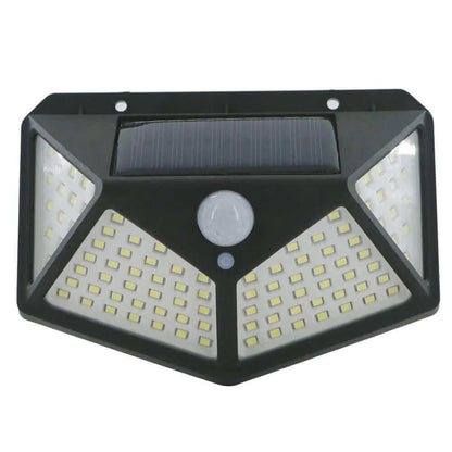 Lampă Solară Perete 100 LED - 1400 Lumeni, Senzor Mișcare, 3 Moduri Iluminat. Aprinde Automat Noaptea, IP65 Rezistentă la Apă. Luminează 8 Ore - Ideală pentru Grindă, Balcon, Curte.