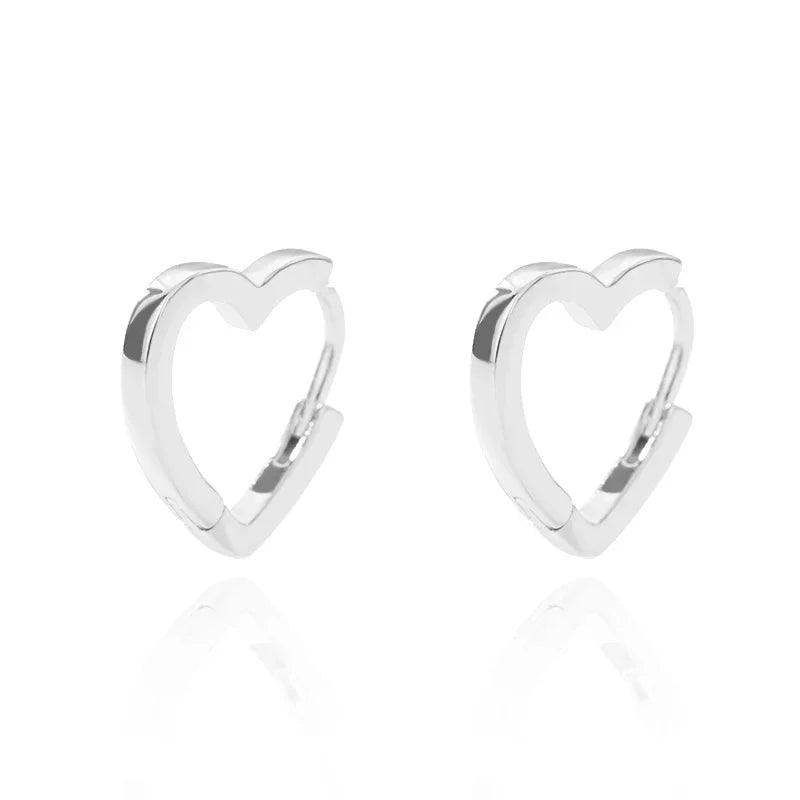 Zircon Heart Hoop Earrings – Gold Stainless Steel, Waterproof