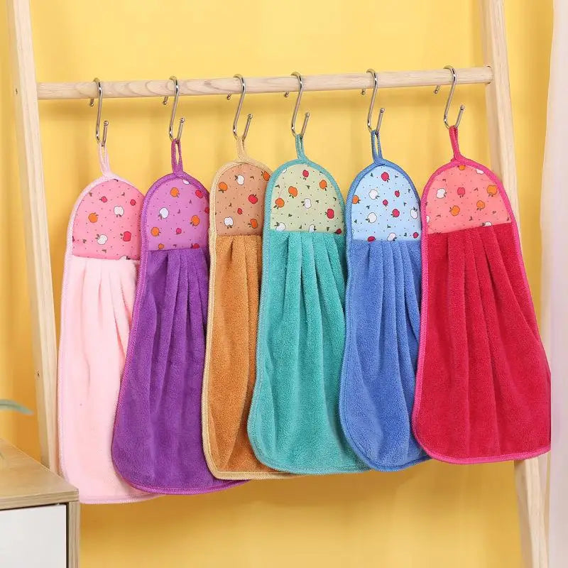 1PC Soft Thicken Microfiber Towel Children Face Towel Bathroom Hanging Towel Kitchen Absorbent Hand Towel