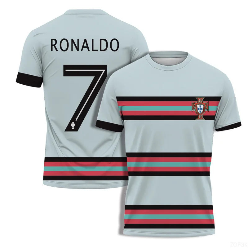 Summer Jerseys 2024 New Round Neck Match Team Uniform 3D Printed T-shirt Short Sleeved Men's Sportswear Children's Clothing