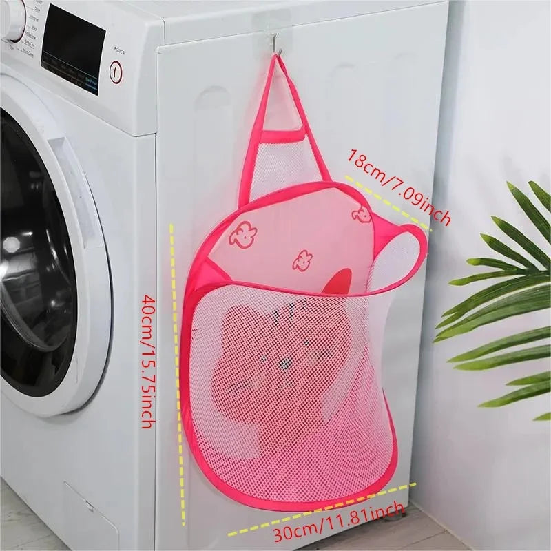 Portable Mesh Pop Up Laundry Hamper Wide Opening Breathable Collapsible Space-Saving Laundry Basket Dorm Travel Bathroom Items