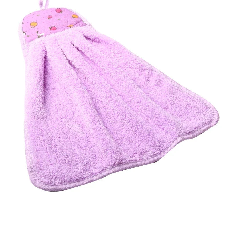 1PC Soft Thicken Microfiber Towel Children Face Towel Bathroom Hanging Towel Kitchen Absorbent Hand Towel