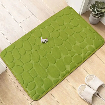Non-slip Absorbent Pebble Mat With Memory Foam for Home | Washable Rug | Carpet Decor