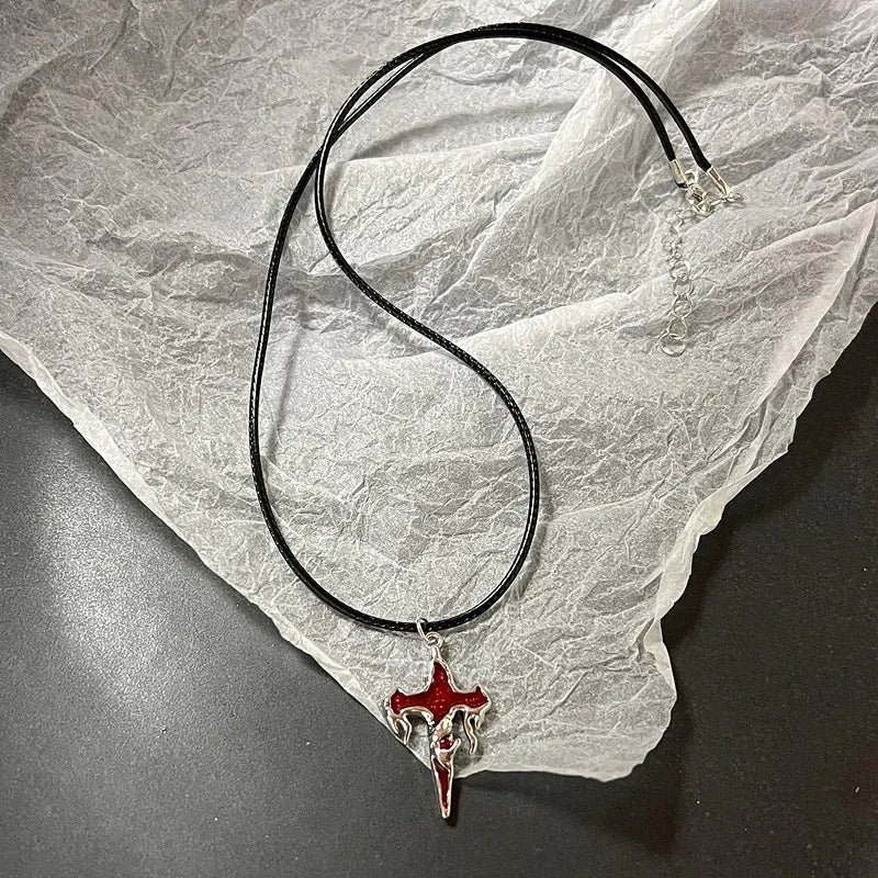 Unisex Star Pendant Leather Rope Necklace