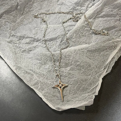 Unisex Star Pendant Leather Rope Necklace