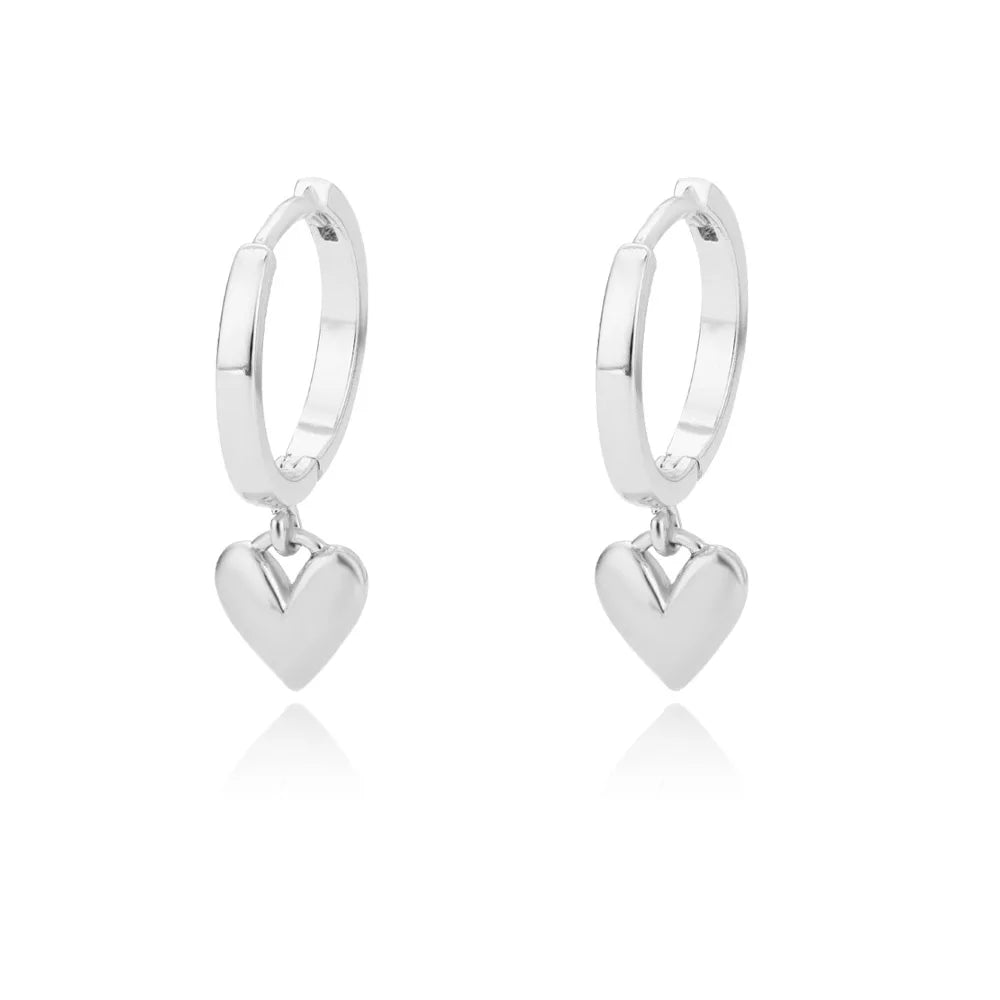 Zircon Heart Hoop Earrings – Gold Stainless Steel, Waterproof