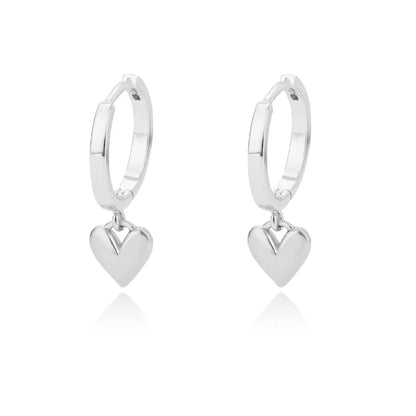 Zircon Heart Hoop Earrings – Gold Stainless Steel, Waterproof
