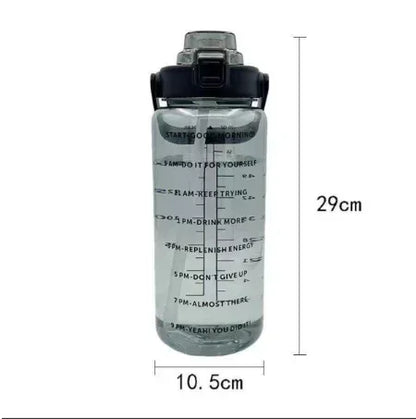 2L Water Bottle Portable Straw Plastic Water Cup for Outdoor Sports Fitness Adult High Value Big Fat Cup with Time Marker
