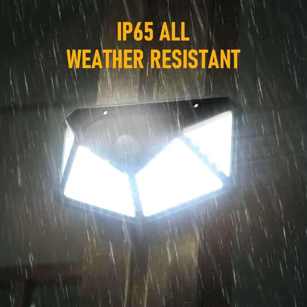 Lampă Solară Perete 100 LED - 1400 Lumeni, Senzor Mișcare, 3 Moduri Iluminat. Aprinde Automat Noaptea, IP65 Rezistentă la Apă. Luminează 8 Ore - Ideală pentru Grindă, Balcon, Curte.