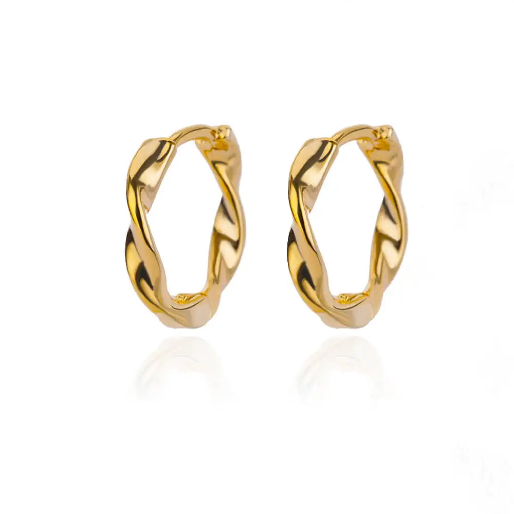 Zircon Heart Hoop Earrings – Gold Stainless Steel, Waterproof