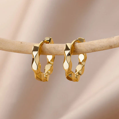 Zircon Heart Hoop Earrings – Gold Stainless Steel, Waterproof