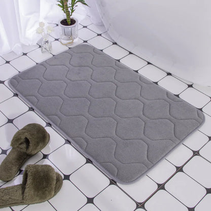 Non-slip Absorbent Pebble Mat With Memory Foam for Home | Washable Rug | Carpet Decor