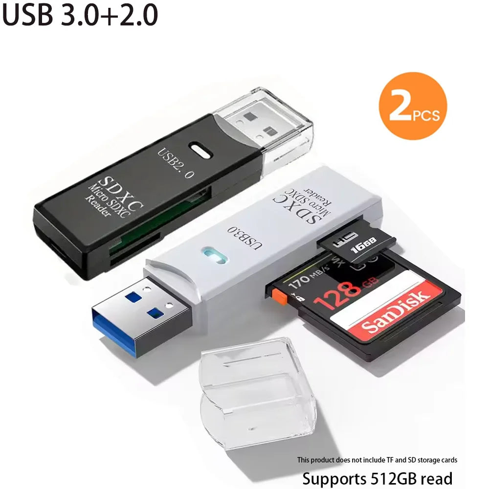 2 in 1 USB 3.0 Card Reader Micro sd card Reader usb adapter High Speed Cardreader TF Memory card For PC Laptop Accessories