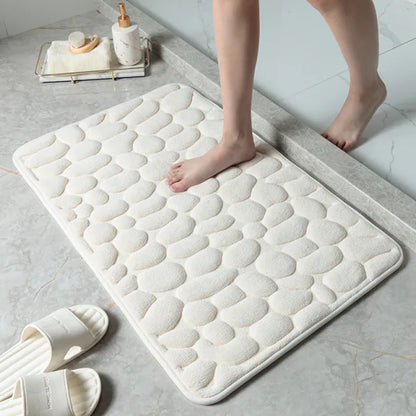 Non-slip Absorbent Pebble Mat With Memory Foam for Home | Washable Rug | Carpet Decor