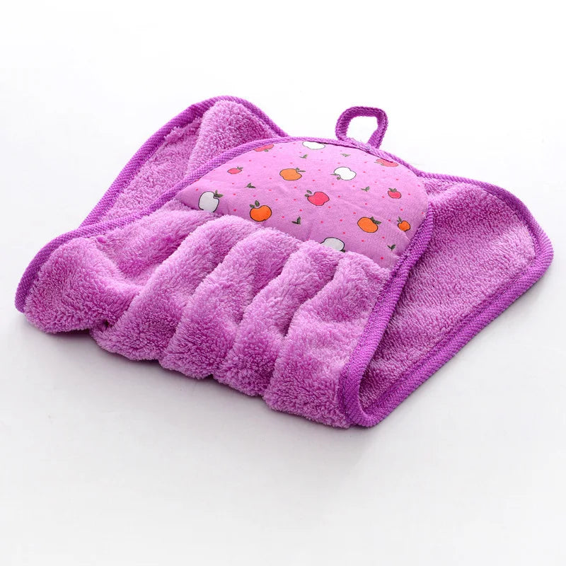 1PC Soft Thicken Microfiber Towel Children Face Towel Bathroom Hanging Towel Kitchen Absorbent Hand Towel
