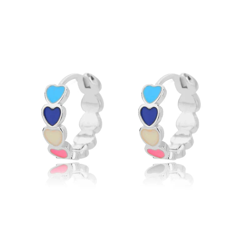 Zircon Heart Hoop Earrings – Gold Stainless Steel, Waterproof