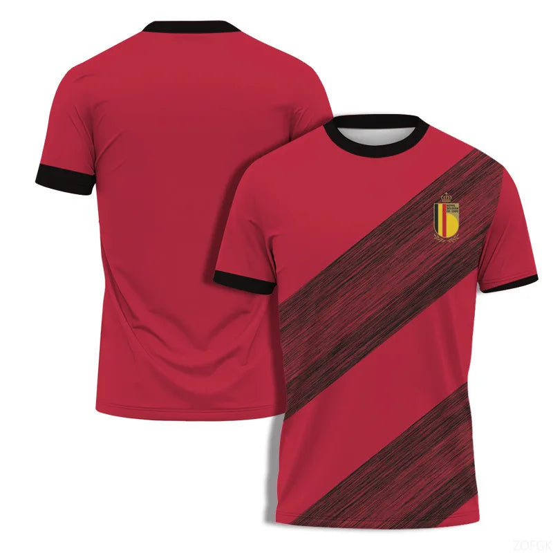 Summer Jerseys 2024 New Round Neck Match Team Uniform 3D Printed T-shirt Short Sleeved Men's Sportswear Children's Clothing