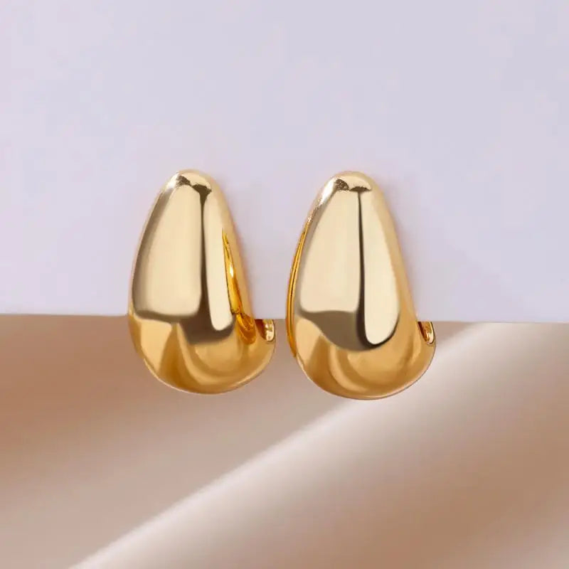 Zircon Heart Hoop Earrings – Gold Stainless Steel, Waterproof