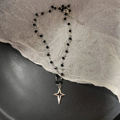 Unisex Star Pendant Leather Rope Necklace