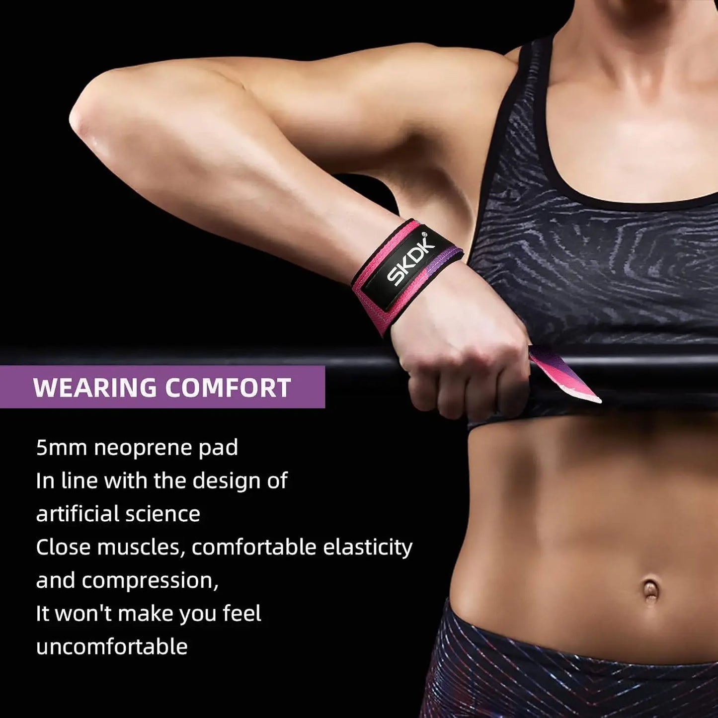2Pcs Weightlifting Wrist Straps Strength Training Adjustable Non-slip Gym Booster Bands Fitness Lifting Support Sports Grip Band