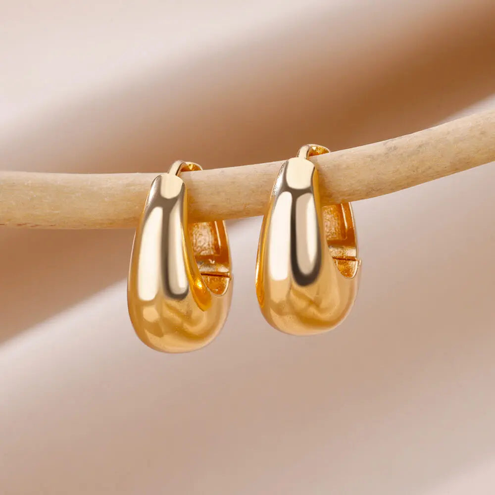 Zircon Heart Hoop Earrings – Gold Stainless Steel, Waterproof