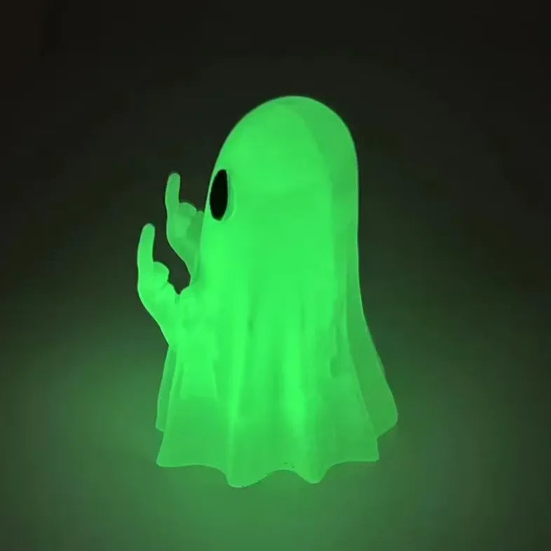 Halloween Ghost Figurine – Funny Resin Statue with Middle Finger, Spooky Cute Ghost Ornament for Home, Table, Fireplace & Porch Halloween Décor