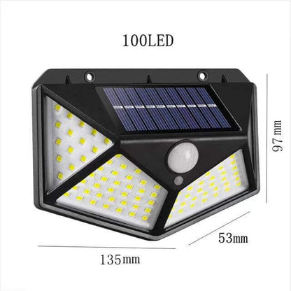 Lampă Solară Perete 100 LED - 1400 Lumeni, Senzor Mișcare, 3 Moduri Iluminat. Aprinde Automat Noaptea, IP65 Rezistentă la Apă. Luminează 8 Ore - Ideală pentru Grindă, Balcon, Curte.