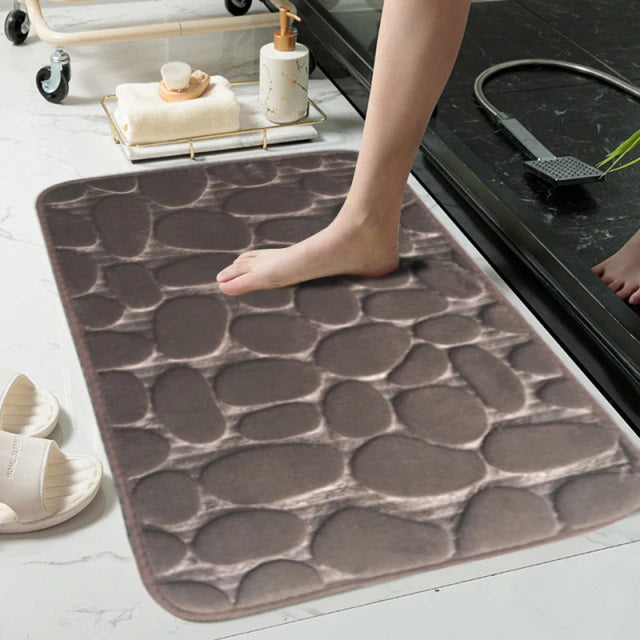 Non-slip Absorbent Pebble Mat With Memory Foam for Home | Washable Rug | Carpet Decor