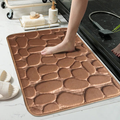 Non-slip Absorbent Pebble Mat With Memory Foam for Home | Washable Rug | Carpet Decor