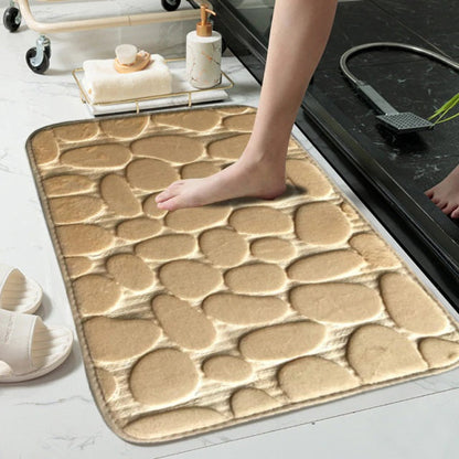 Non-slip Absorbent Pebble Mat With Memory Foam for Home | Washable Rug | Carpet Decor