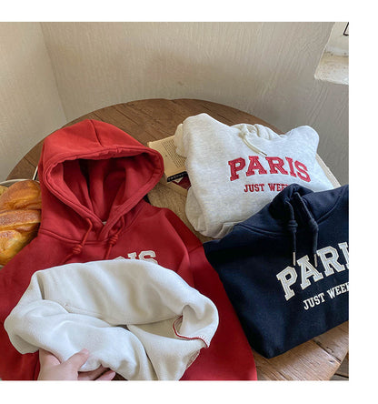 Fleece-lined Autumn And Winter Children's Clothing Thick Hooded Winter Clothes Sweatershirt