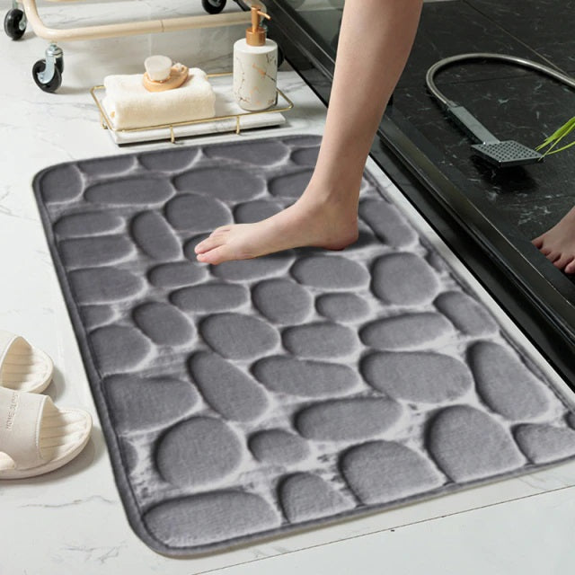 Non-slip Absorbent Pebble Mat With Memory Foam for Home | Washable Rug | Carpet Decor