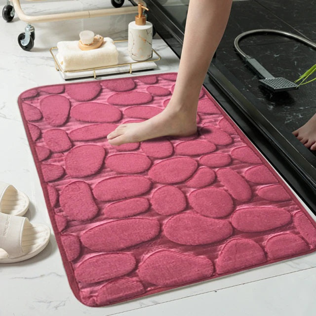 Non-slip Absorbent Pebble Mat With Memory Foam for Home | Washable Rug | Carpet Decor